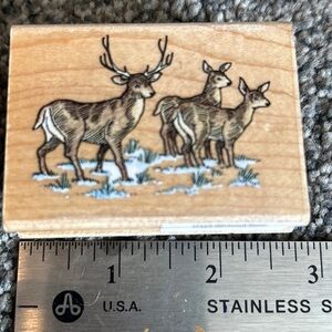 Stampendous Rubber Stamp Whitetail Deer Herd Animal Wildlife Winter Snow